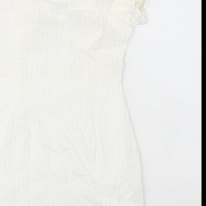 SheIn Womens White Cotton Bodycon Size M Sweetheart Zip