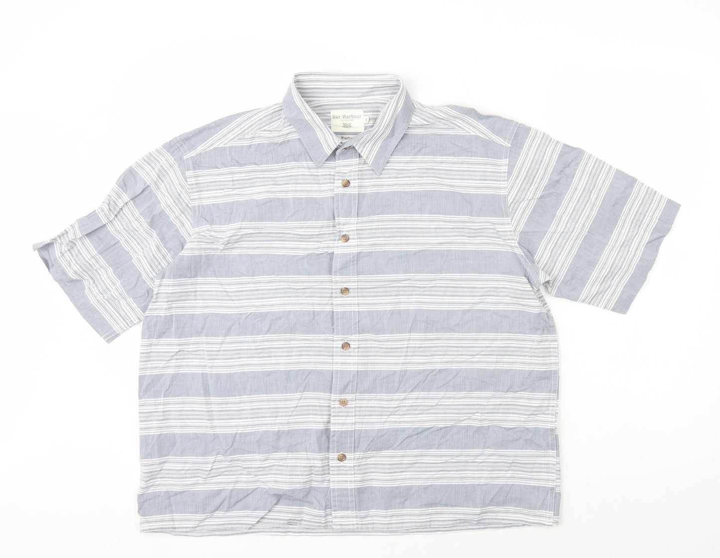 Mens UK Size L Bar Harbour Grey  Button-Up Short Sleeve Casual Shirt