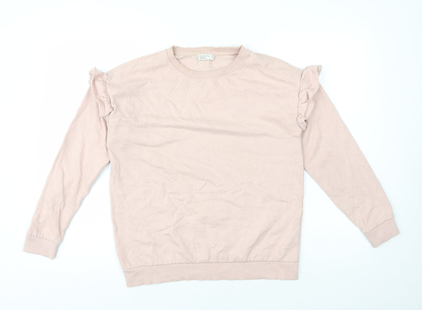 Papaya Womens Pink Cotton Pullover Sweatshirt Size S Pullover - Frill on Sleeve