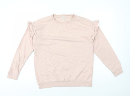 Papaya Womens Pink Cotton Pullover Sweatshirt Size S Pullover - Frill on Sleeve