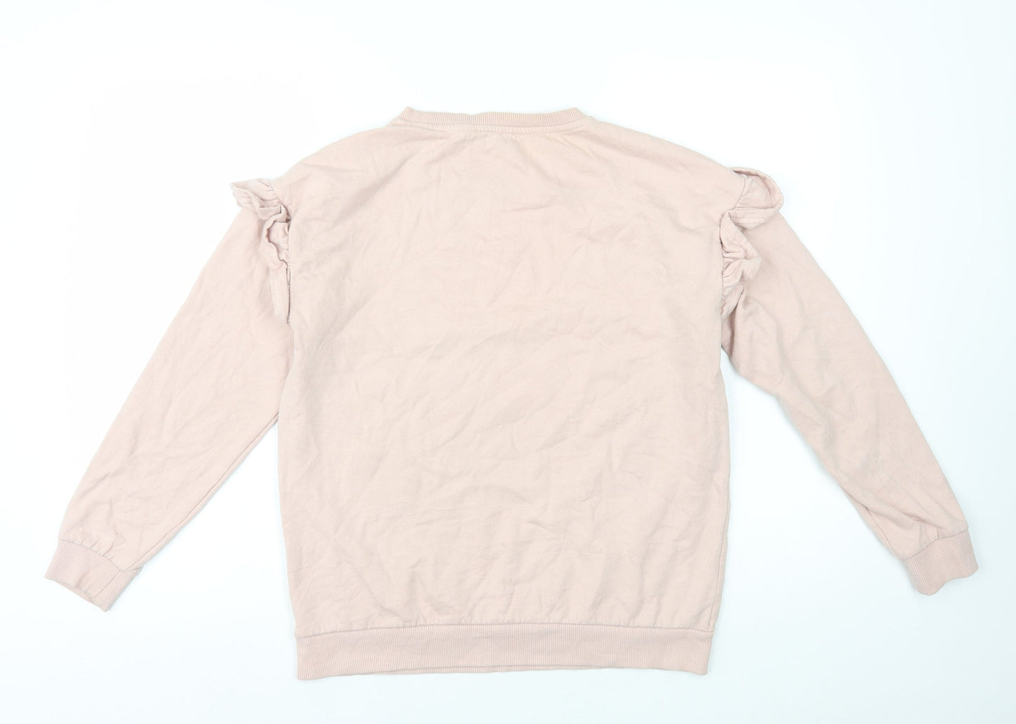 Papaya Womens Pink Cotton Pullover Sweatshirt Size S Pullover - Frill on Sleeve