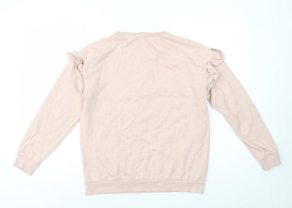 Papaya Womens Pink Cotton Pullover Sweatshirt Size S Pullover - Frill on Sleeve