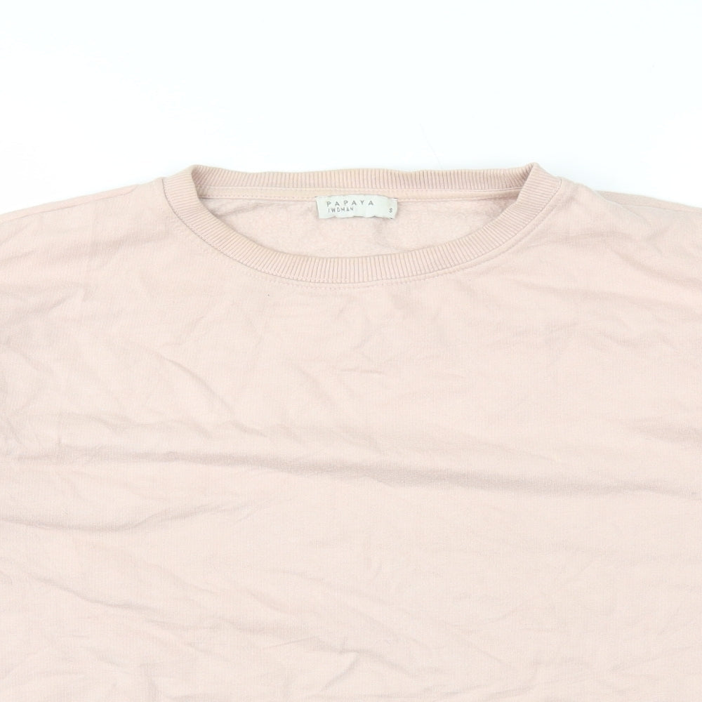 Papaya Womens Pink Cotton Pullover Sweatshirt Size S Pullover - Frill on Sleeve