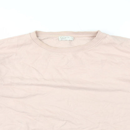 Papaya Womens Pink Cotton Pullover Sweatshirt Size S Pullover - Frill on Sleeve