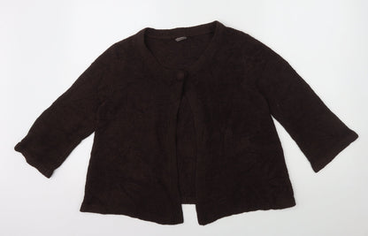 TU Womens Brown Round Neck Acrylic Cardigan Jumper Size 14 - Snap Button