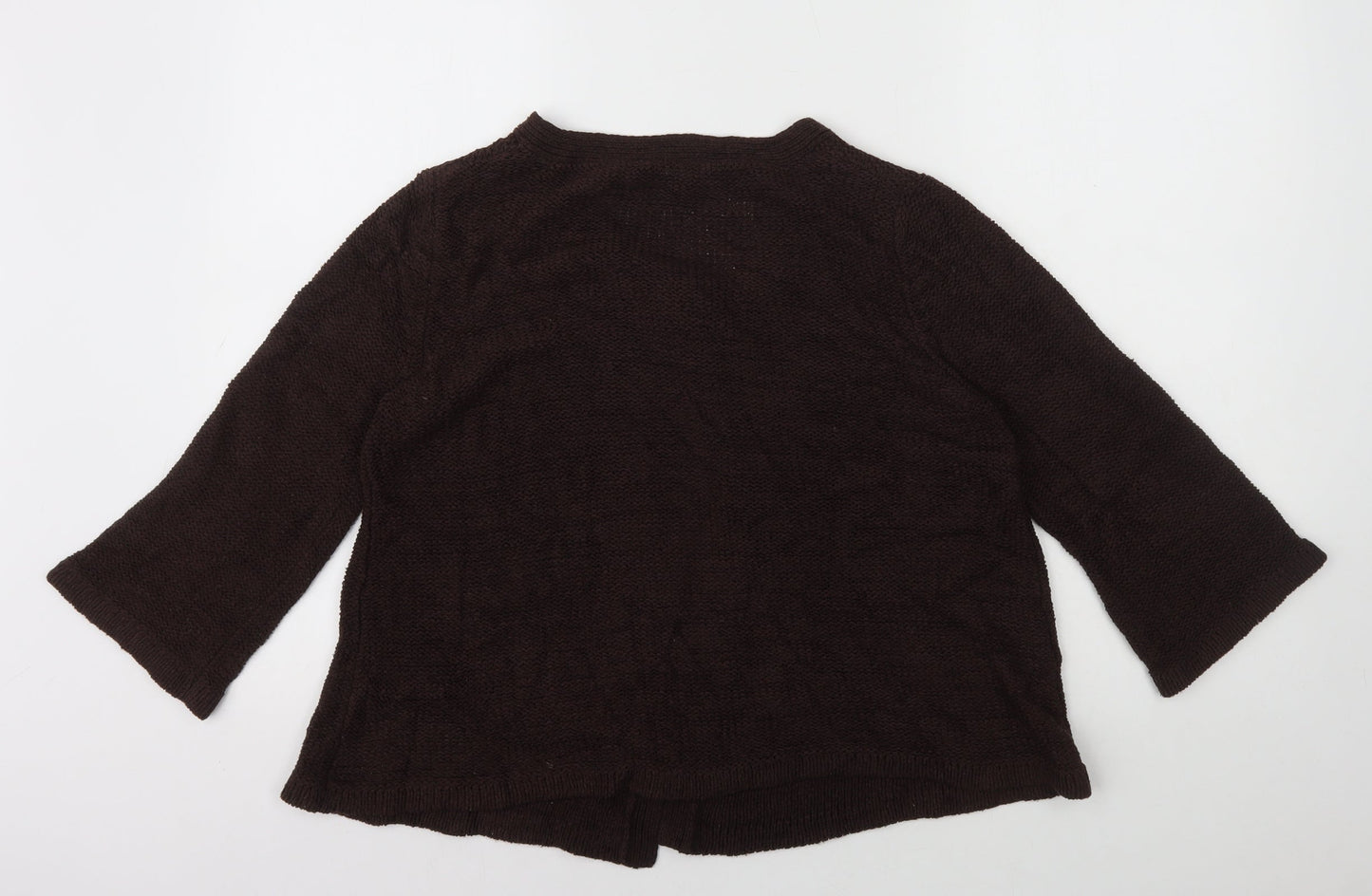 TU Womens Brown Round Neck Acrylic Cardigan Jumper Size 14 - Snap Button