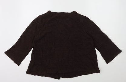 TU Womens Brown Round Neck Acrylic Cardigan Jumper Size 14 - Snap Button