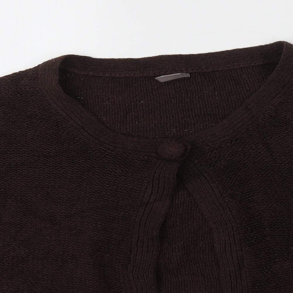 TU Womens Brown Round Neck Acrylic Cardigan Jumper Size 14 - Snap Button