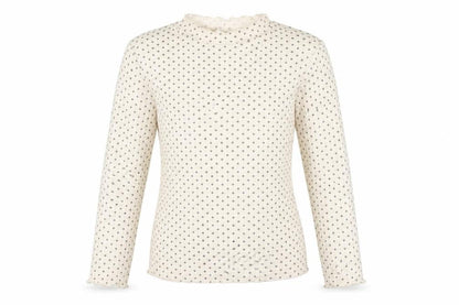 George Girls Ivory Polka Dot Cotton Basic T-Shirt Size 13-14 Years High Neck Pullover