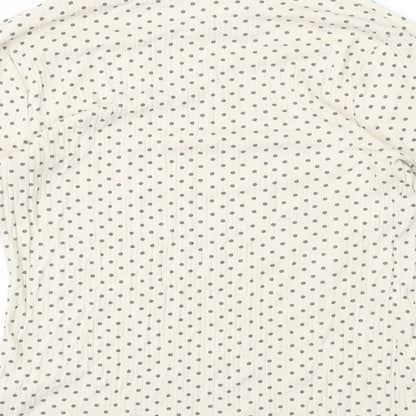 George Girls Ivory Polka Dot Cotton Basic T-Shirt Size 13-14 Years High Neck Pullover