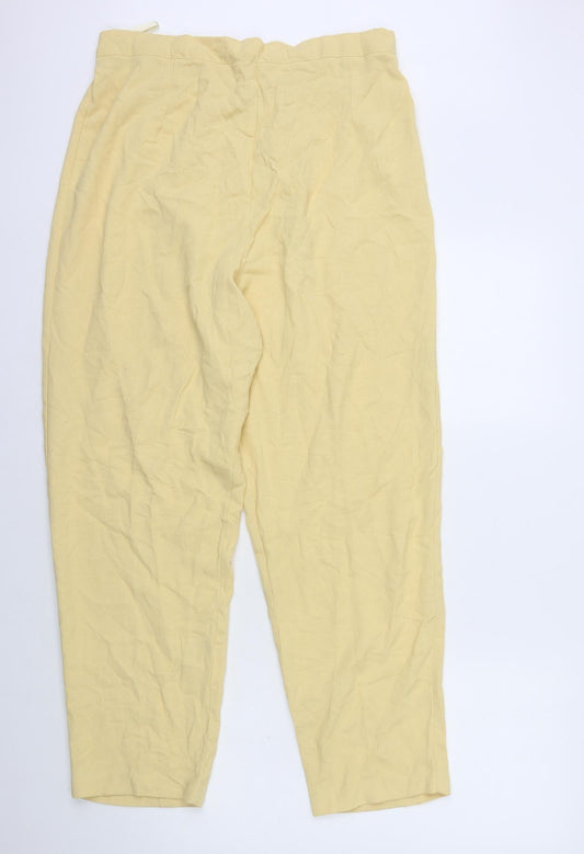 essence Womens Yellow Herringbone Polyester Capri Trousers Size 20 L28 in Regular