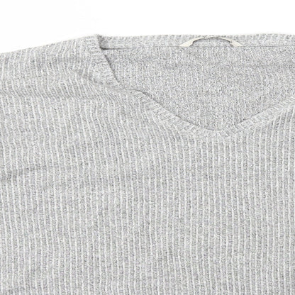TU Womens Grey V-Neck Viscose Pullover Jumper Size 10 - Ribbed