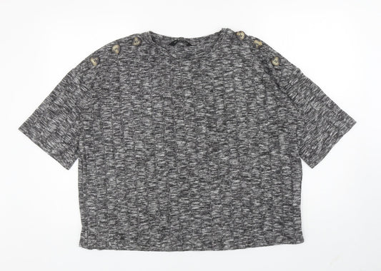 F&F Womens Grey Boat Neck Viscose Pullover Jumper Size 12