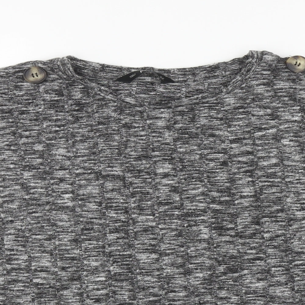F&F Womens Grey Boat Neck Viscose Pullover Jumper Size 12