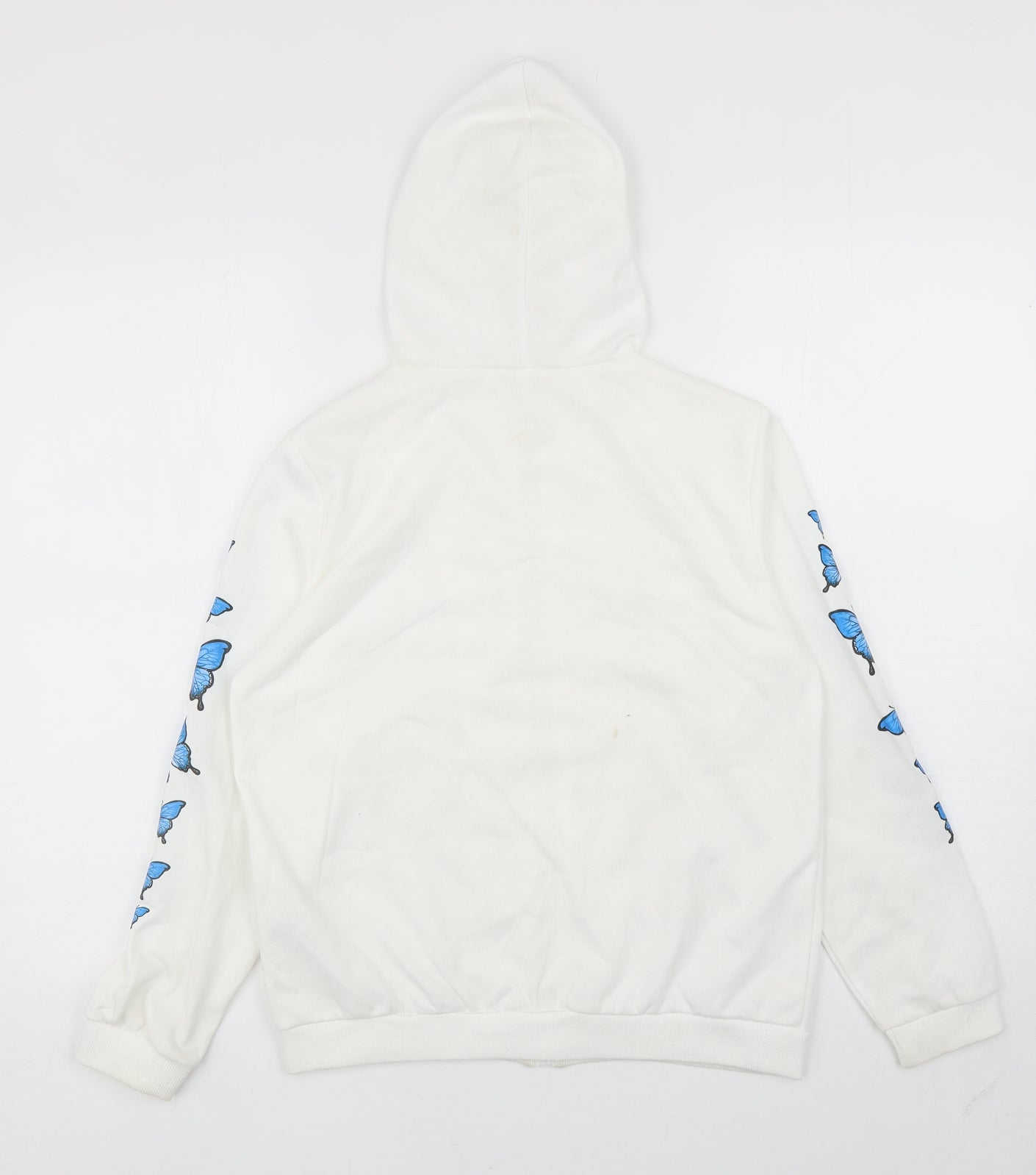 SheIn Girls White Polyester Full Zip Hoodie Size 11-12 Years Zip - Butterflies