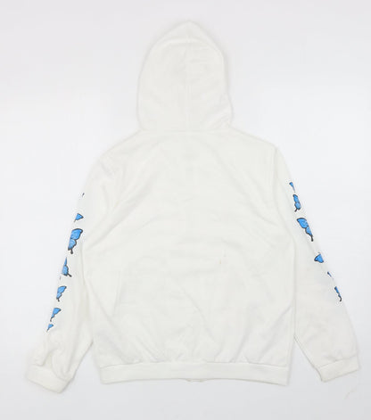 SheIn Girls White Polyester Full Zip Hoodie Size 11-12 Years Zip - Butterflies