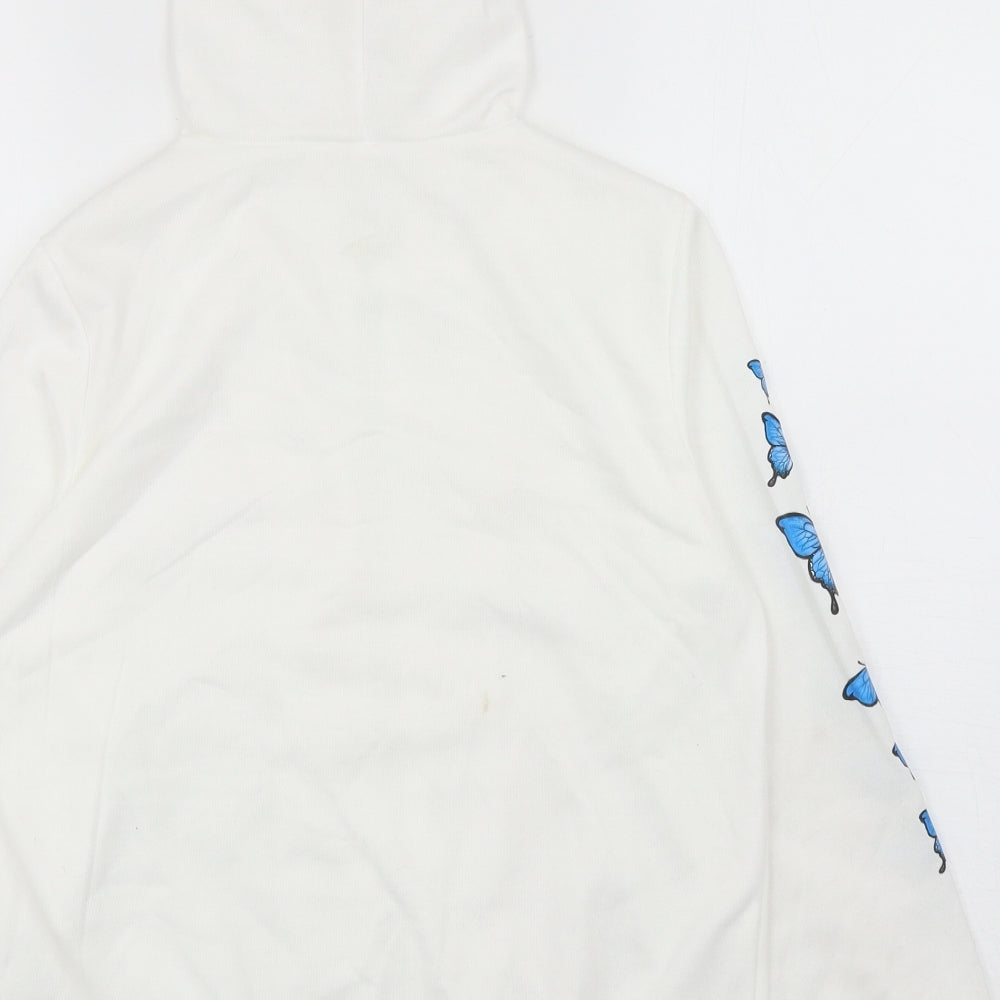 SheIn Girls White Polyester Full Zip Hoodie Size 11-12 Years Zip - Butterflies