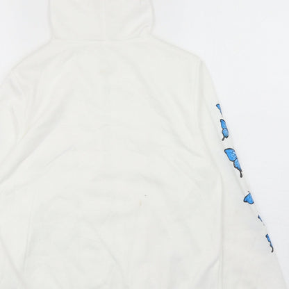 SheIn Girls White Polyester Full Zip Hoodie Size 11-12 Years Zip - Butterflies