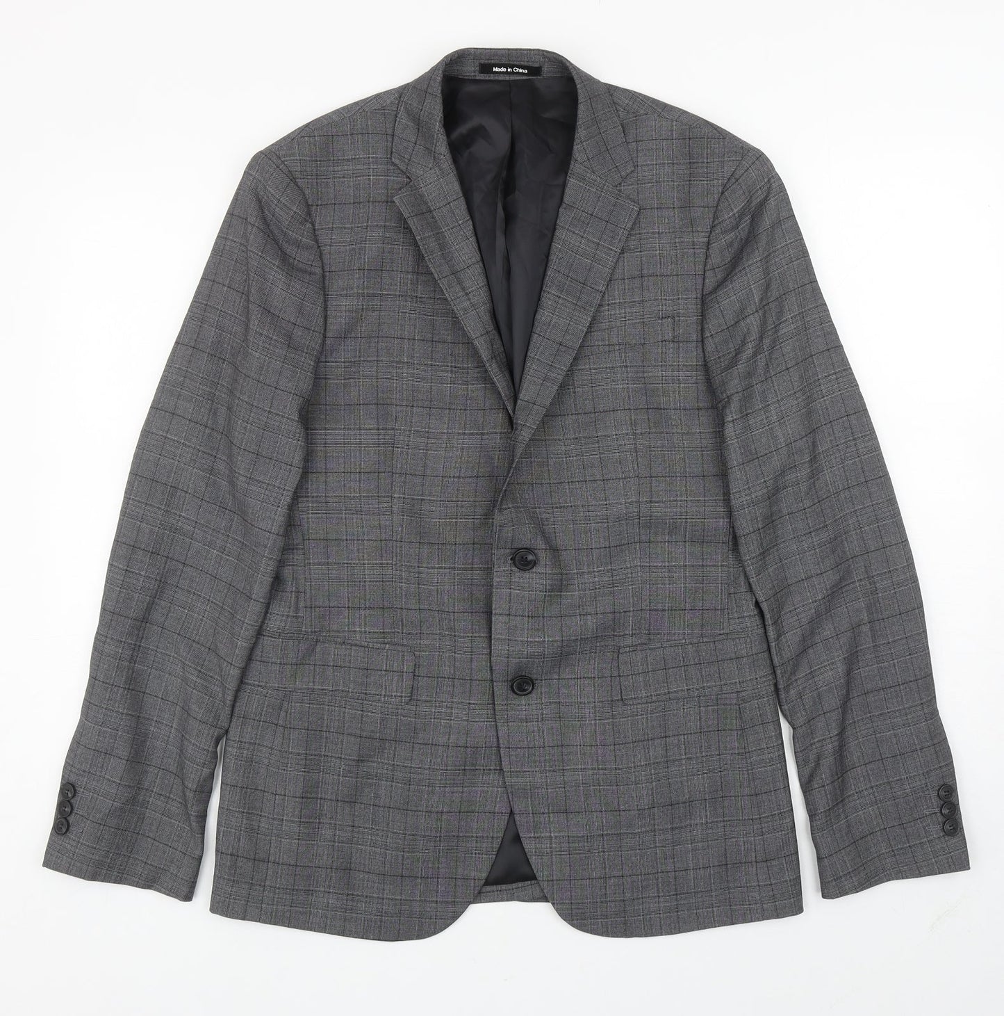 Primark Mens Grey Plaid Polyester Jacket Blazer