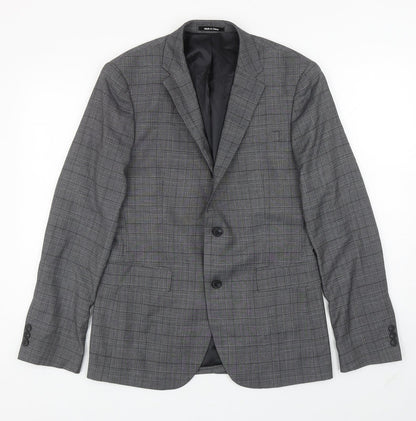 Primark Mens Grey Plaid Polyester Jacket Blazer