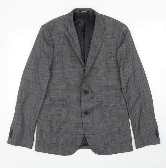 Primark Mens Grey Plaid Polyester Jacket Blazer