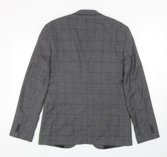 Primark Mens Grey Plaid Polyester Jacket Blazer