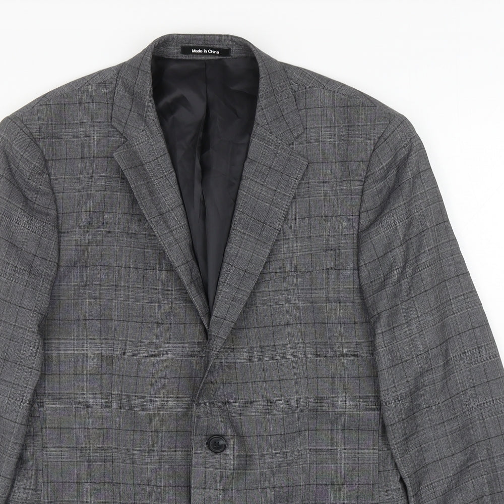 Primark Mens Grey Plaid Polyester Jacket Blazer