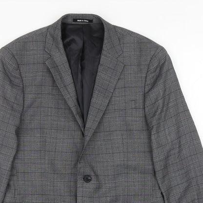 Primark Mens Grey Plaid Polyester Jacket Blazer