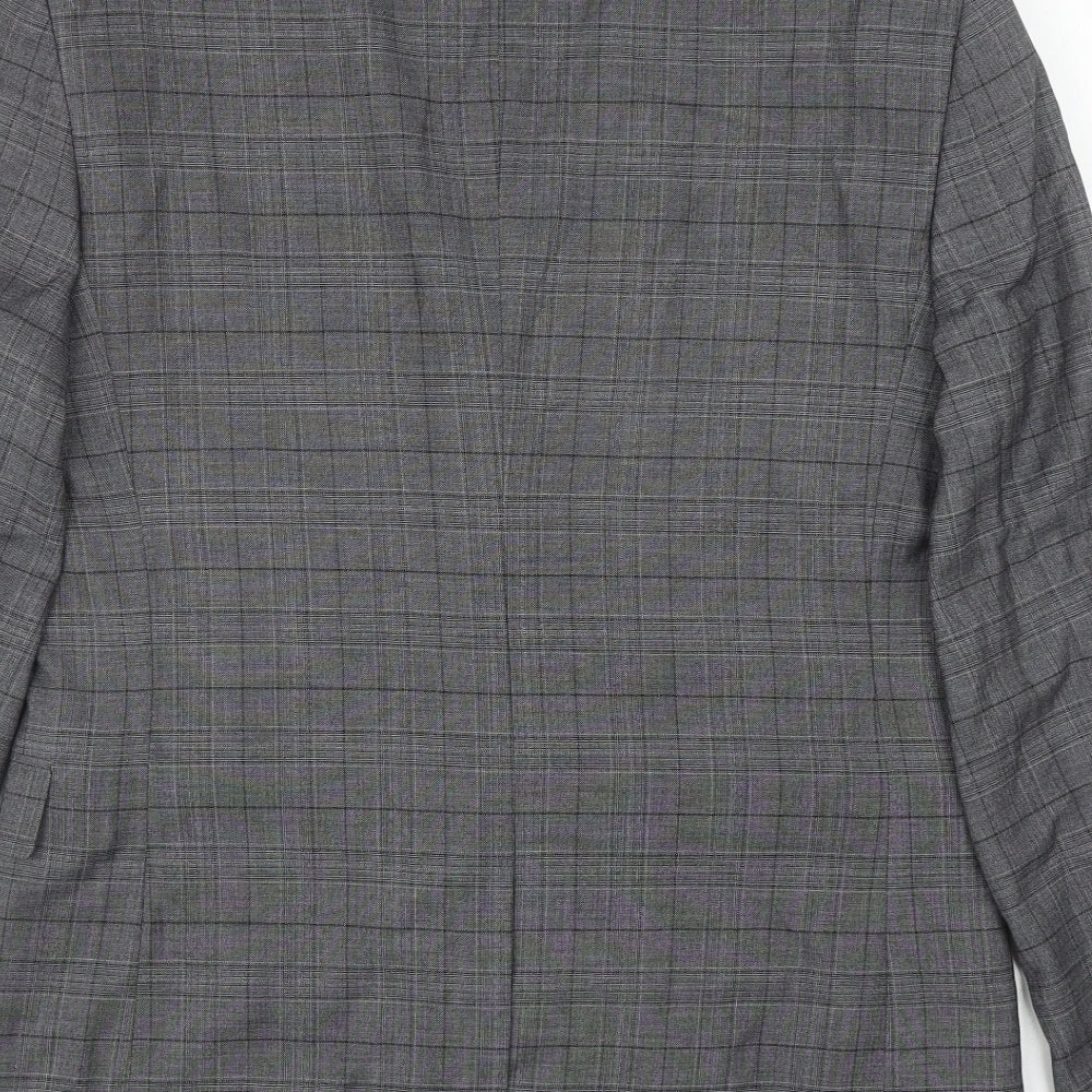 Primark Mens Grey Plaid Polyester Jacket Blazer