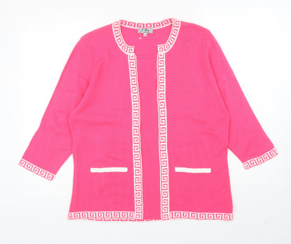 FM Collection Womens Pink Scoop Neck Geometric Acrylic Pullover Jumper Size XL