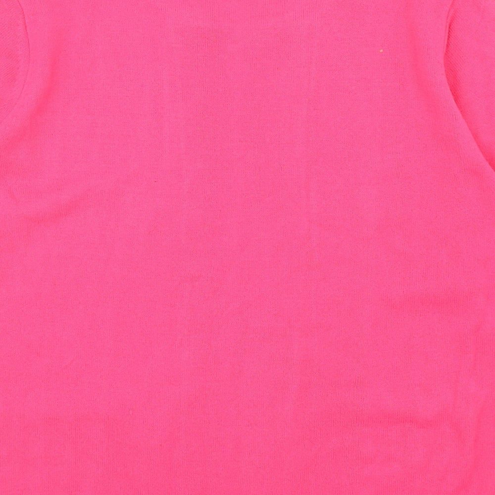 FM Collection Womens Pink Scoop Neck Geometric Acrylic Pullover Jumper Size XL