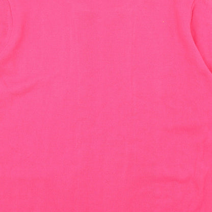 FM Collection Womens Pink Scoop Neck Geometric Acrylic Pullover Jumper Size XL