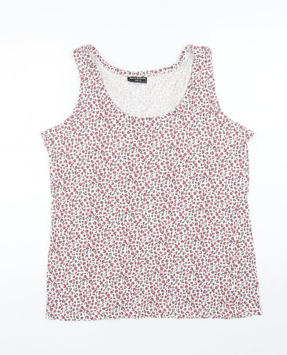 Rock&Rock Womens White Animal Print Polyester Basic Tank Size XL Scoop Neck - Leopard Print