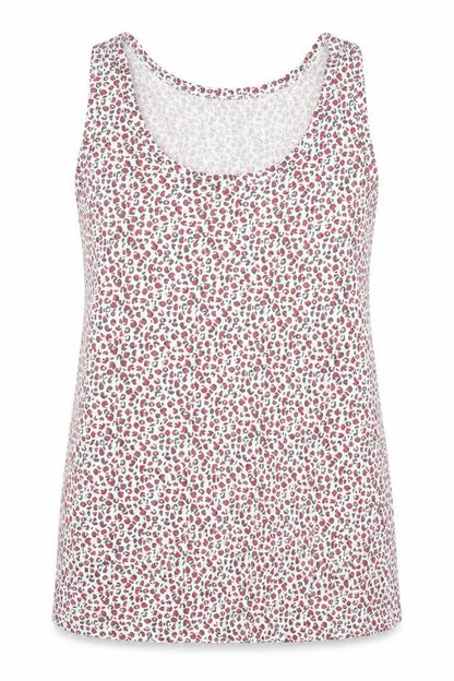 Rock&Rock Womens White Animal Print Polyester Basic Tank Size XL Scoop Neck - Leopard Print