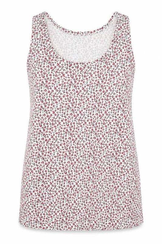 Rock&Rock Womens White Animal Print Polyester Basic Tank Size XL Scoop Neck - Leopard Print