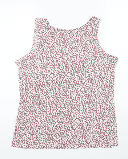 Rock&Rock Womens White Animal Print Polyester Basic Tank Size XL Scoop Neck - Leopard Print