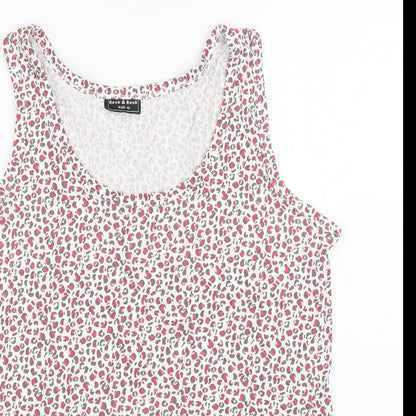 Rock&Rock Womens White Animal Print Polyester Basic Tank Size XL Scoop Neck - Leopard Print