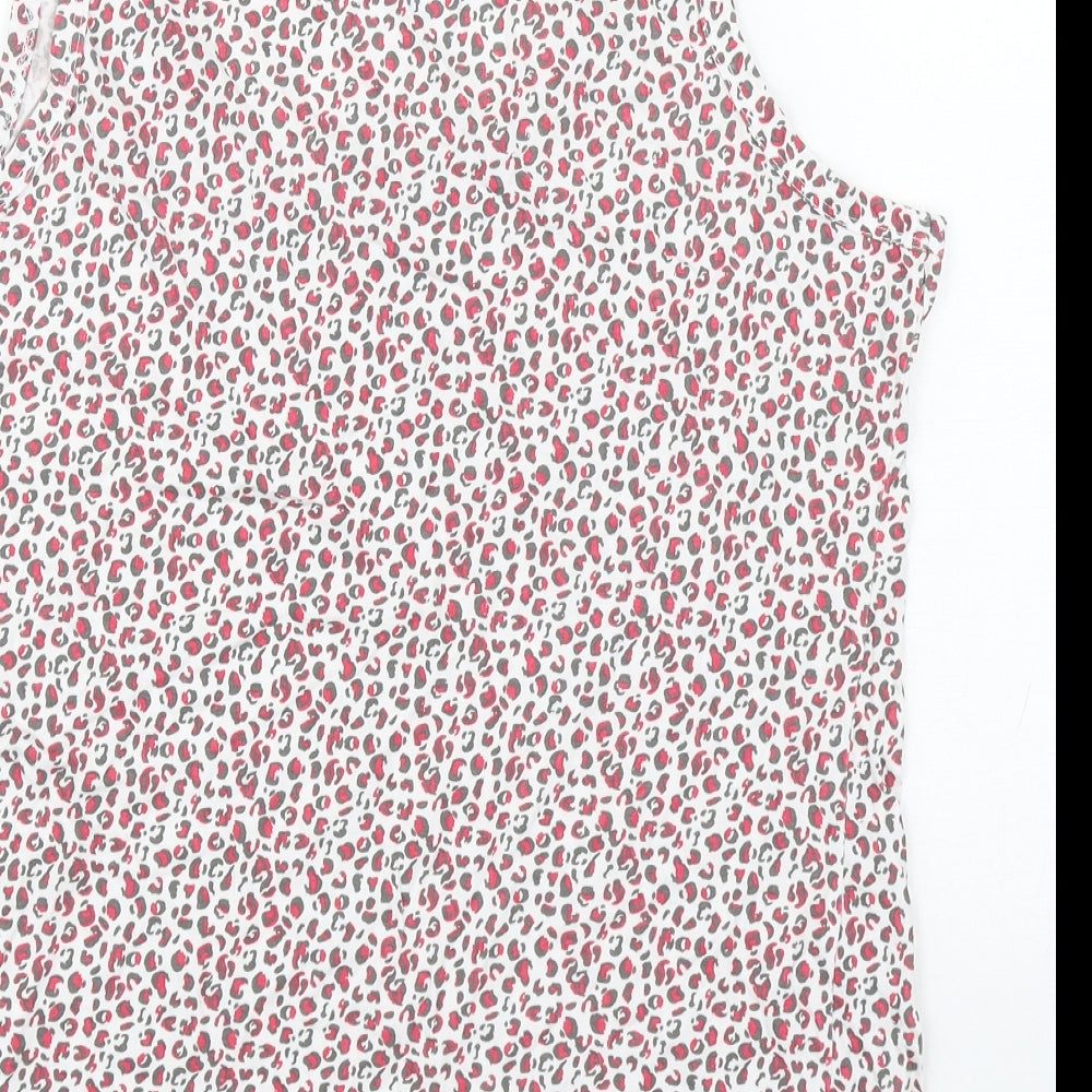 Rock&Rock Womens White Animal Print Polyester Basic Tank Size XL Scoop Neck - Leopard Print