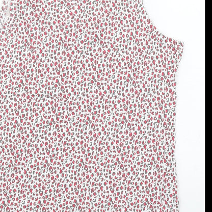 Rock&Rock Womens White Animal Print Polyester Basic Tank Size XL Scoop Neck - Leopard Print