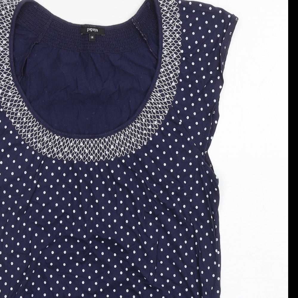 Womens UK Size 14 Papaya Blue Basic Tank