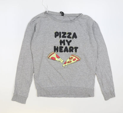 H&M Womens Grey Cotton Pullover Sweatshirt Size XS Pullover - Pizza My Heart