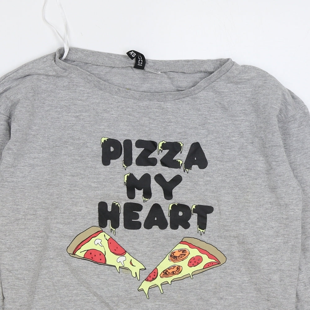 H&M Womens Grey Cotton Pullover Sweatshirt Size XS Pullover - Pizza My Heart