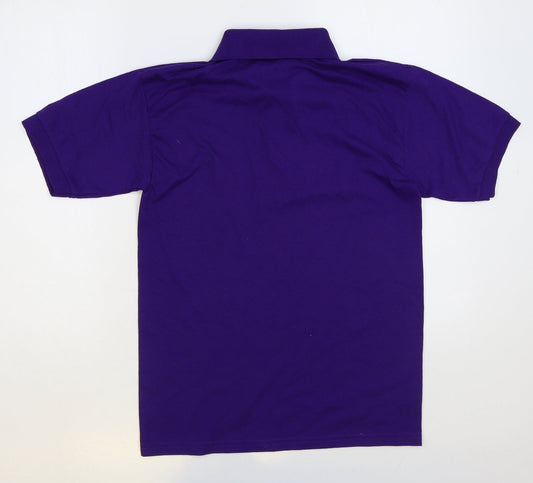 Gildan Mens Purple Cotton Polo Size S Collared Button