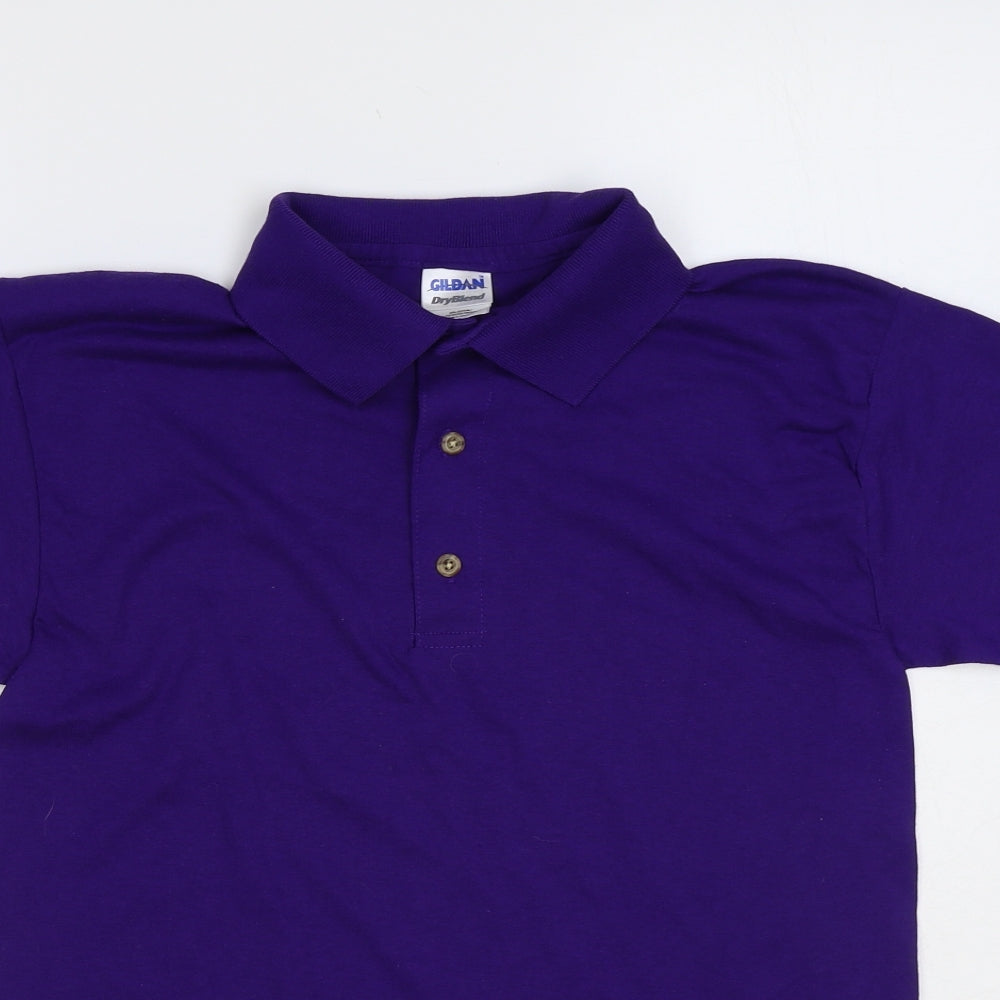 Gildan Mens Purple Cotton Polo Size S Collared Button