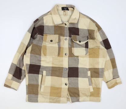 AX Paris Womens Beige Check Jacket Size S Button