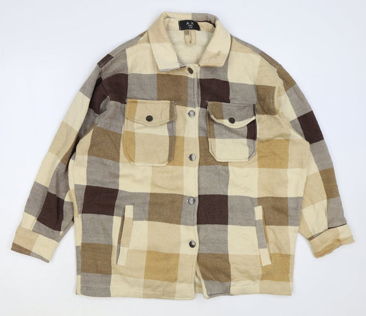AX Paris Womens Beige Check Jacket Size S Button