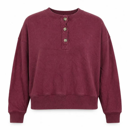 American Eagle Womens Purple Cotton Pullover Sweatshirt Size L Button