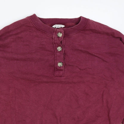 American Eagle Womens Purple Cotton Pullover Sweatshirt Size L Button