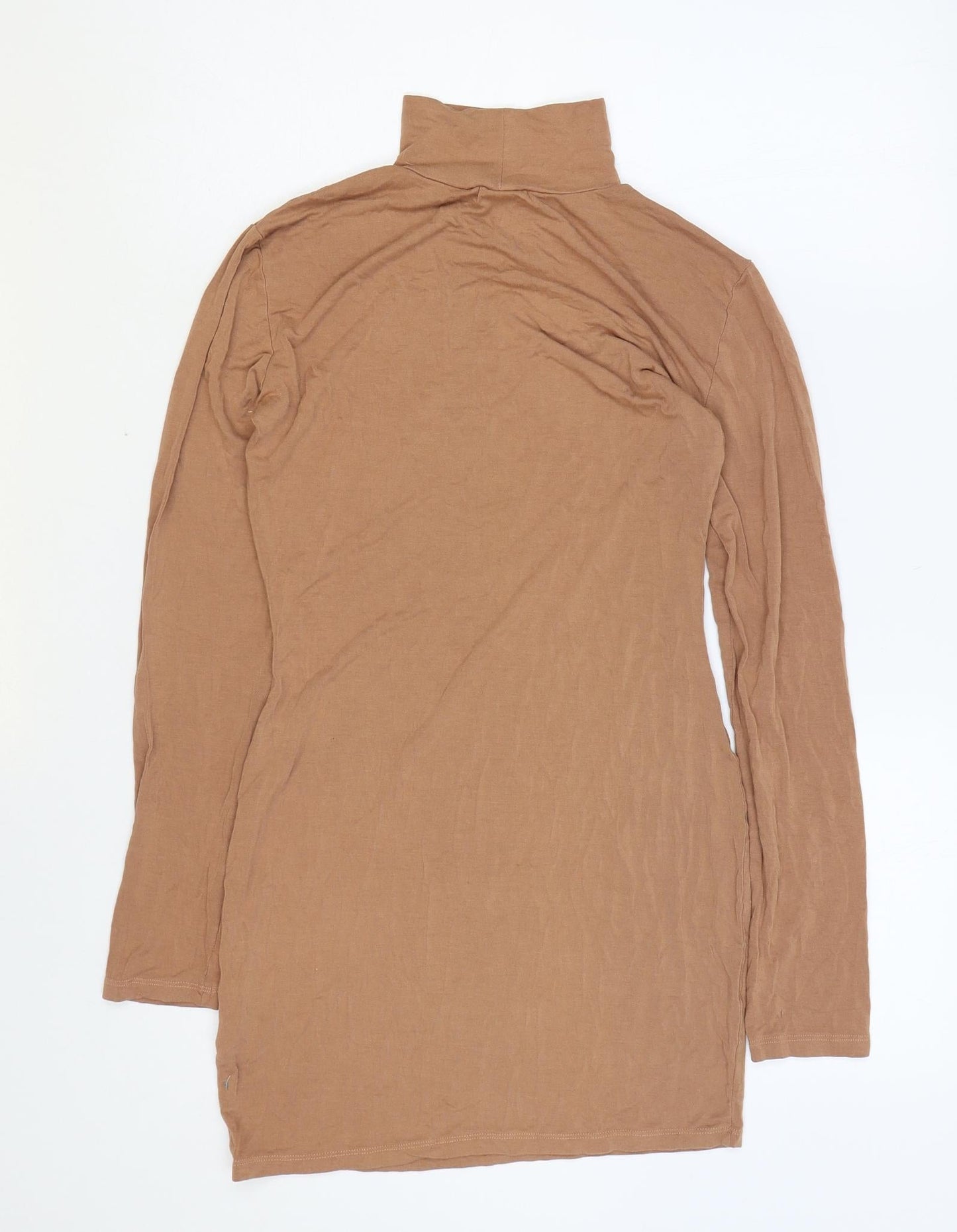 Missguided Womens Brown Viscose Bodycon Size 8 High Neck Pullover - Calabasas