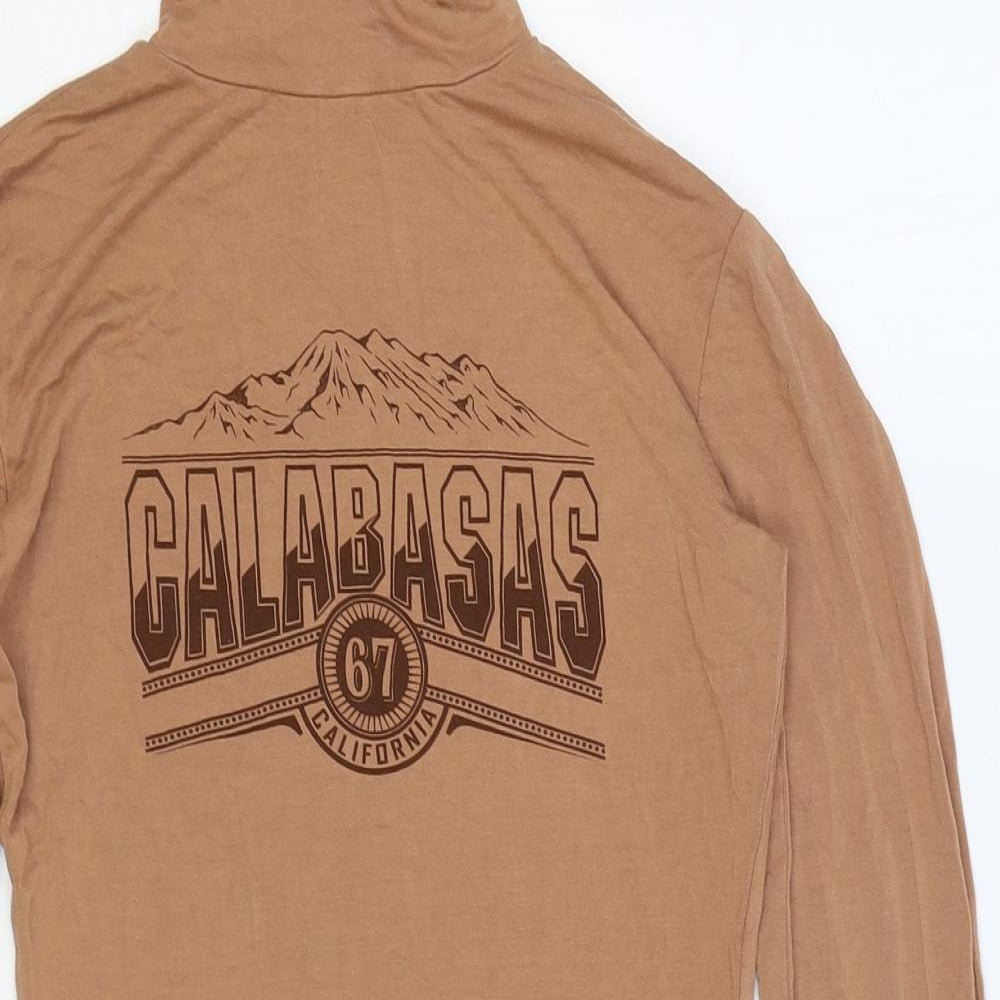 Missguided Womens Brown Viscose Bodycon Size 8 High Neck Pullover - Calabasas